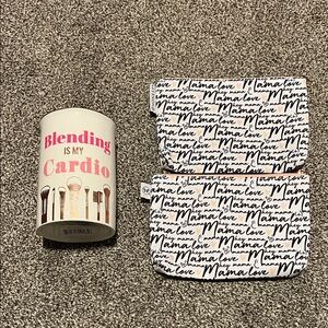 Brand new ‘Blending is my Cardio’ Makeup Brush Holder & travel cosmetic bag set